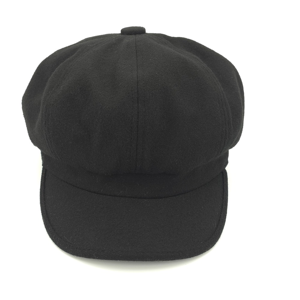 Comhats Newsboy Hat Cap Womens M Black Merino Wool Blend Baker Boy Dark Academia